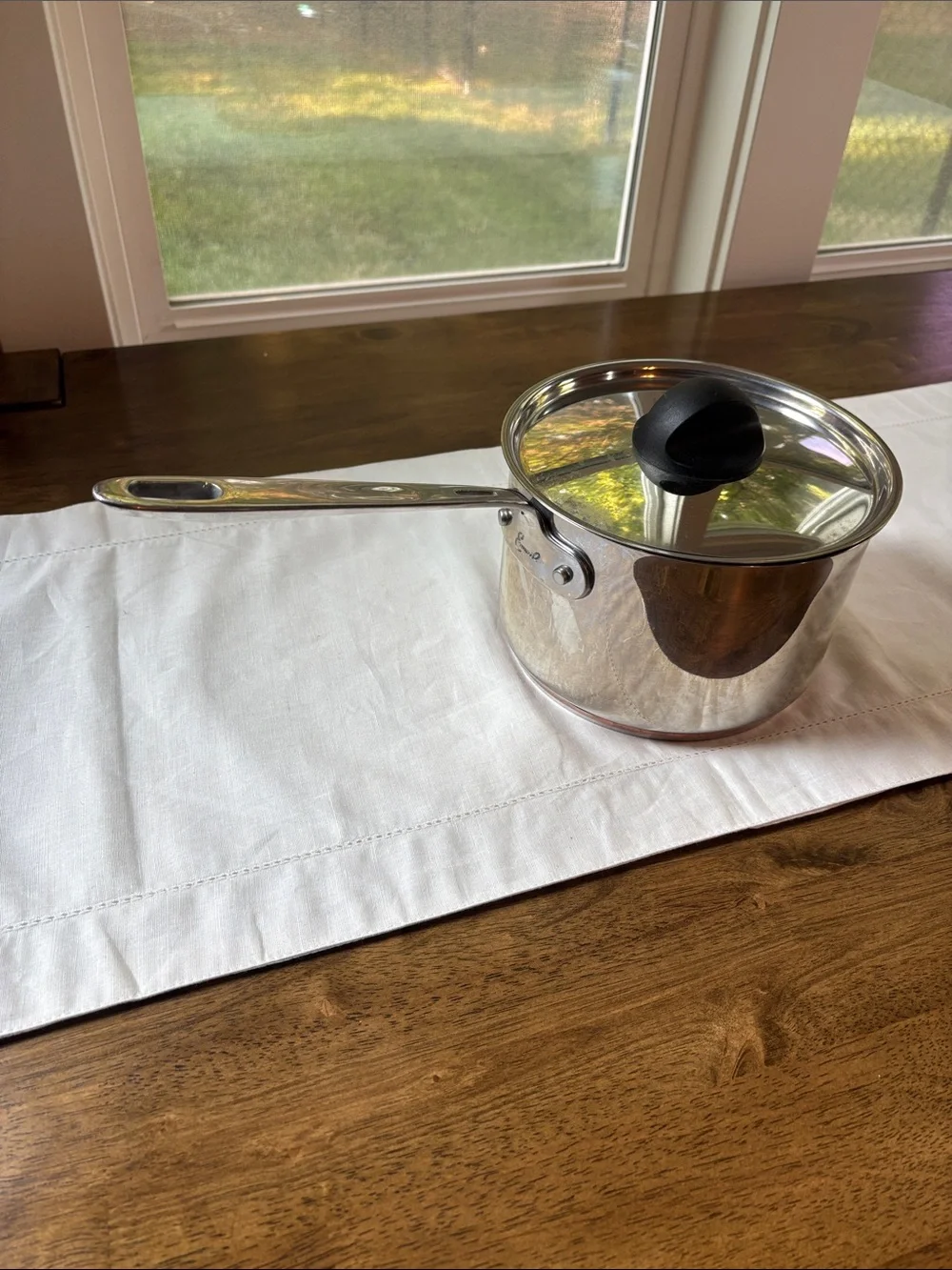 Vintage Emeril Lagasse 3 Qt Stainless Steel Saucepan Pot, Copper Core Base